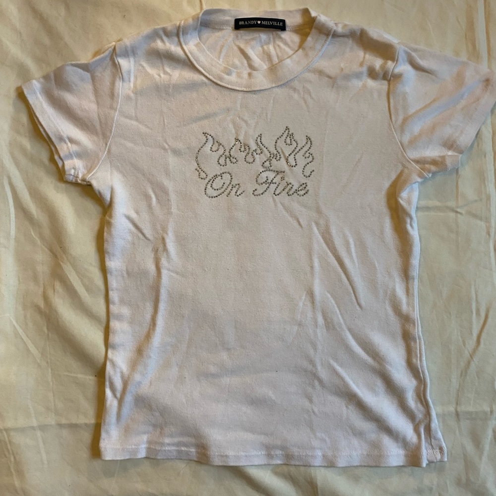 Brandy Melville On Fire Bling Mini Tee